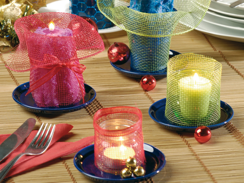 Candele decorate per segnaposto tavola