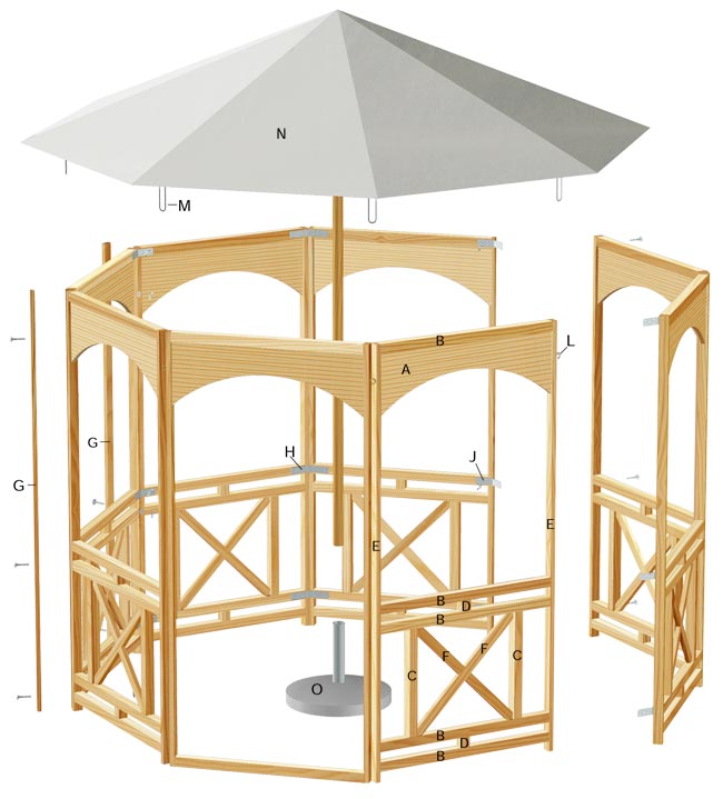 progetto gazebo in legno