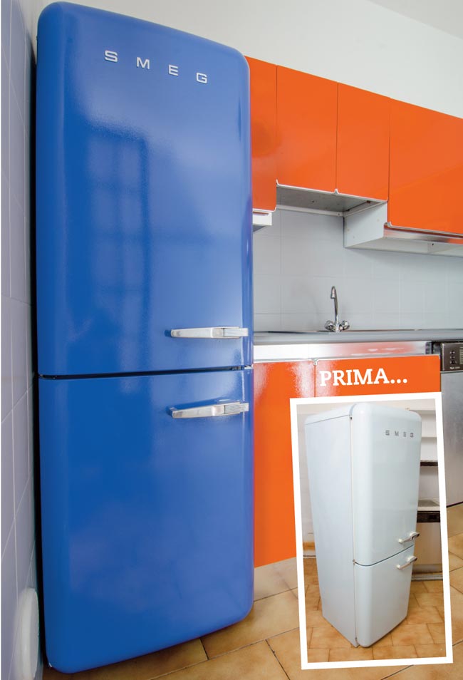 Rinnovare il frigorifero, rinnovare il frigo, come rinnovare il frigo, colorare il frigorifero, sottosopra, frigorifero smeg
