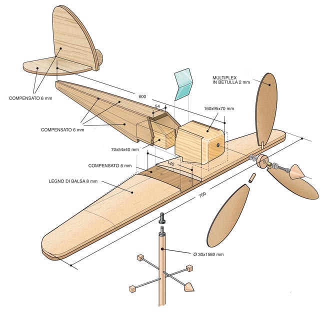 aereo in legno progetto