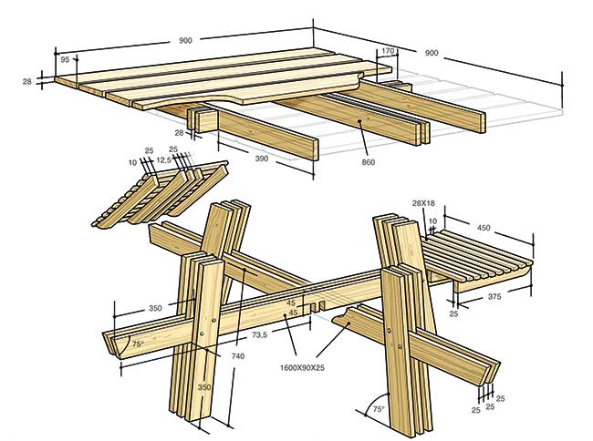 progetto tavolo da giardino