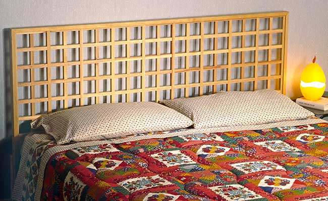 testiera letto legno grigliato