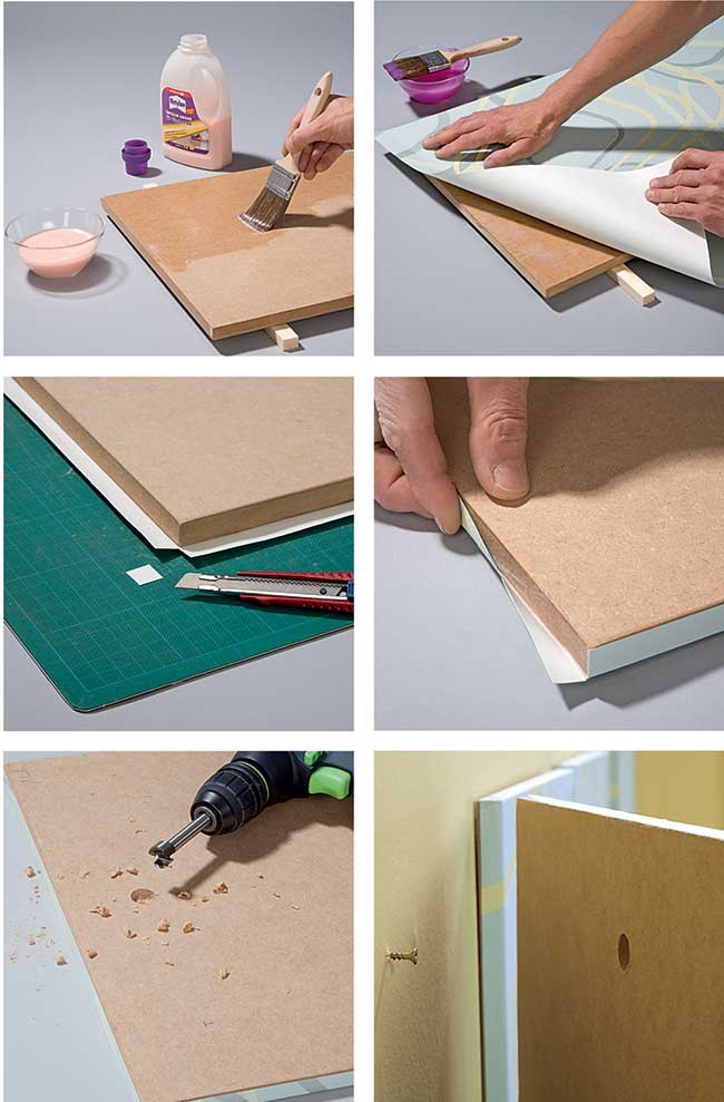 applicazione carta da parati su pannelli MDF