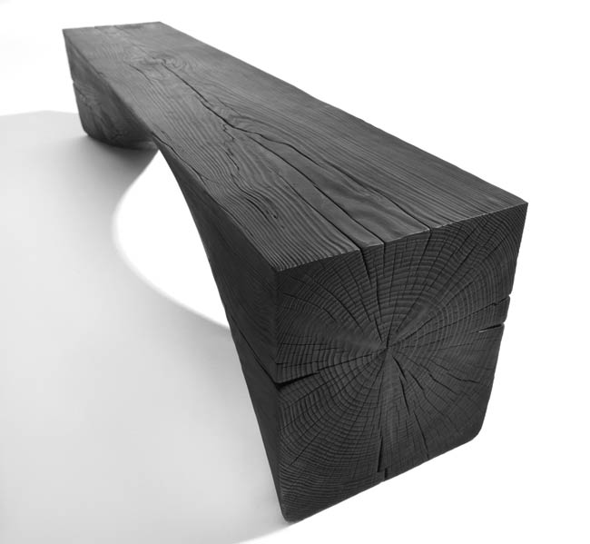 panca legno effetto bruciato Shou Sugi Ban