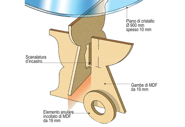 tavolino in legno e vetro