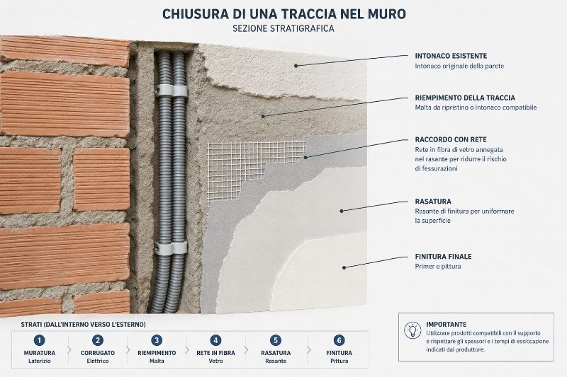 chiudere traccia nel muro