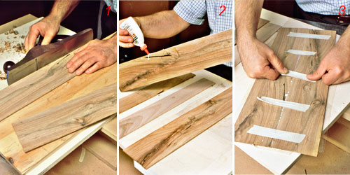 collegamento tavole di legno per intarsio