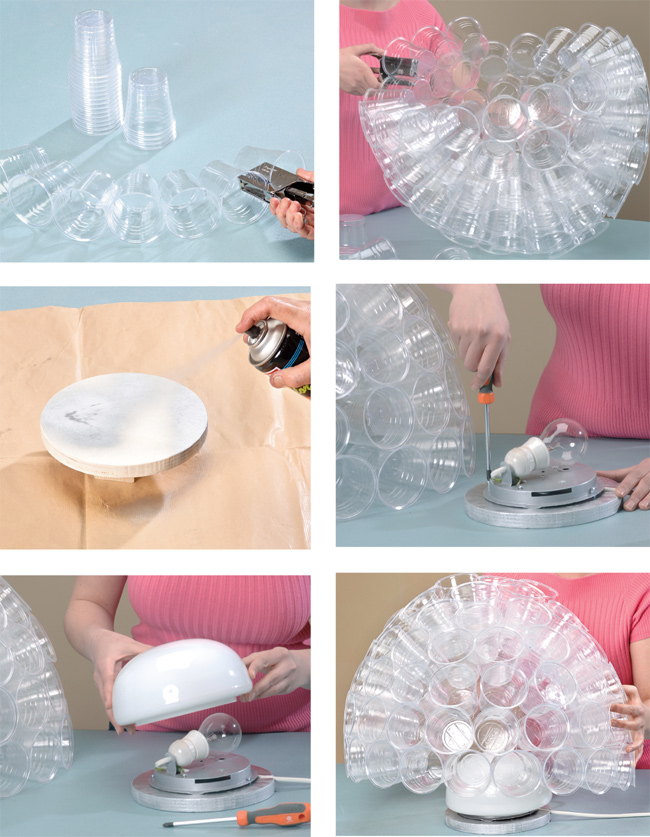 costruire una lampada con bicchieri