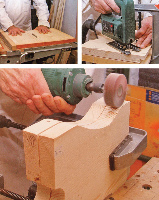 taglio del legno per realizzare sgabello