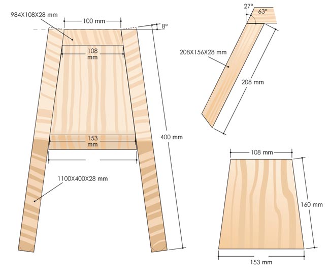 dondolo di legno vista frontale