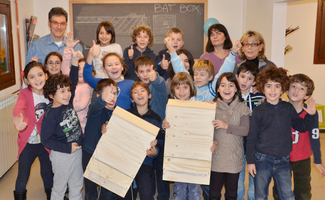 casa per pipistrelli fatta dai bambini
