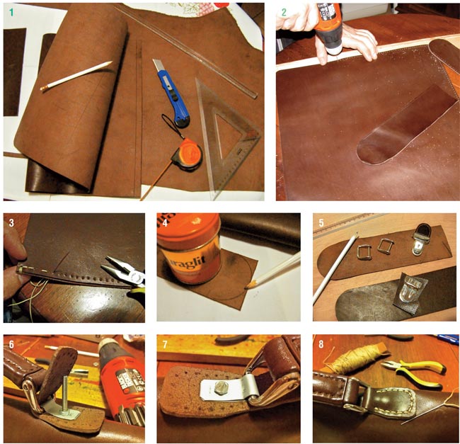 cuciture borsa di cuoio