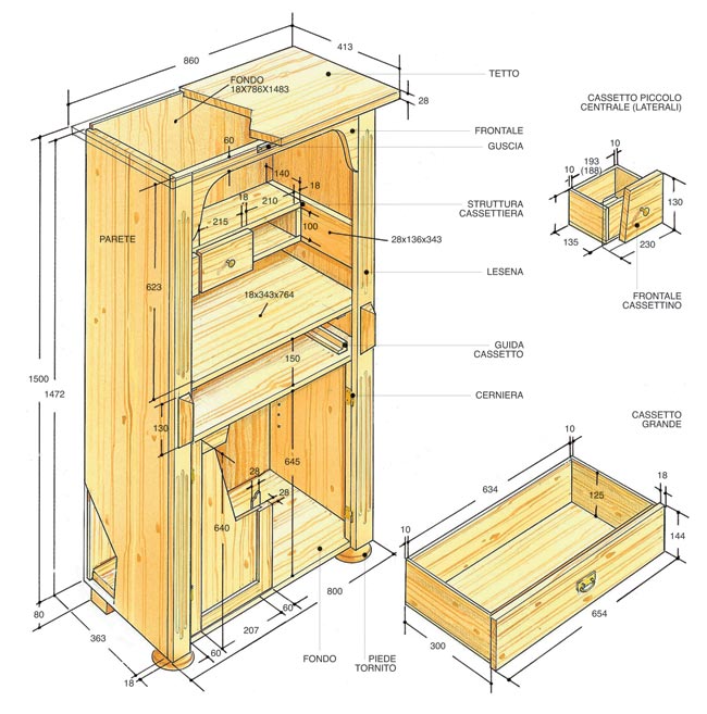 disegno credenza