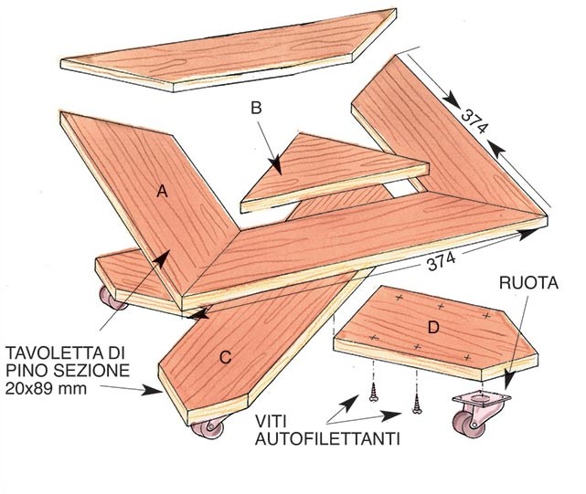 disegno sottovaso in legno